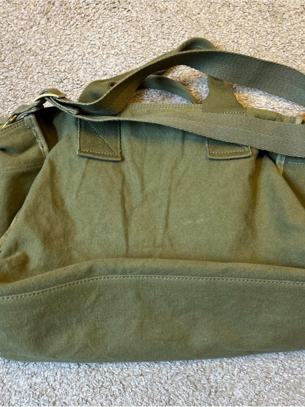 Margot New York Olive Green Canvas Utility Tote Bag Travel Laptop Work Crossbody - Picture 4 of 10